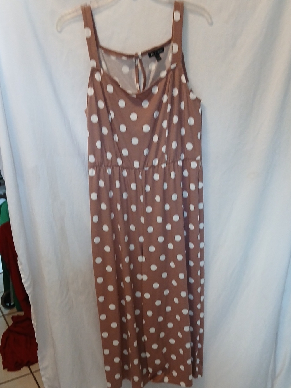 As U Wish Mauve Polka Dot Brown White Sleeveless Jumpsuit Wide Leg
